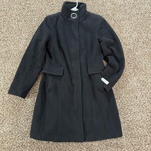 Calvin Klein Stand Collar Walker Lined Coat‎ Wool Zipper Button Pockets Small